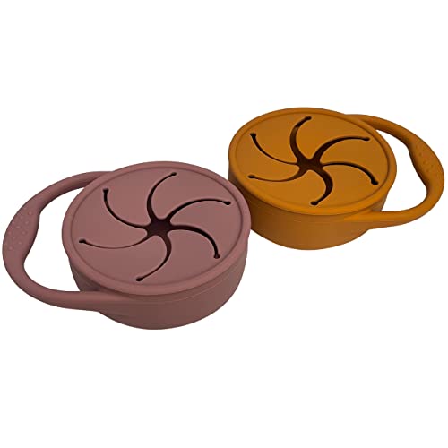 BraveJusticeKidsCo. | Snack Attack Silicone Baby Snack Cup | 2 pack | Collapsible Toddler Snack Cup