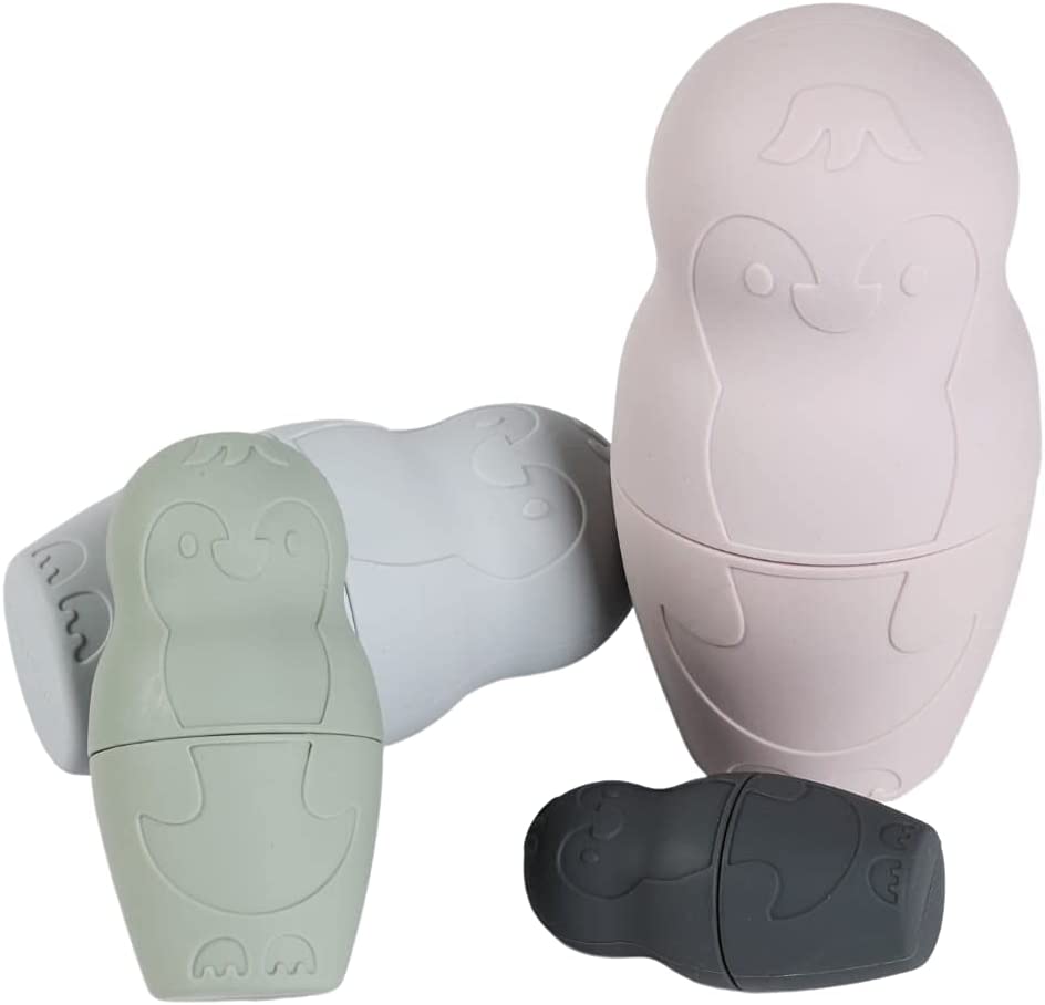 Puffy Penguins Toddler (1+) Silicone Stacking Nesting Dolls Toy : No Small Parts for Baby