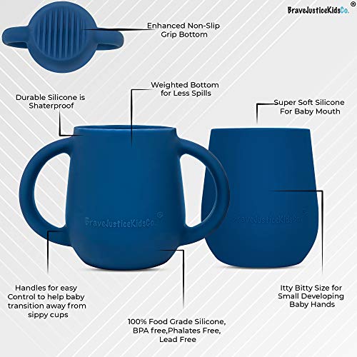 BraveJusticeKidsCo. | Teenie Tiny™ Silicone Developmental Baby-Led Weaning Drinking Cups (2 pack)