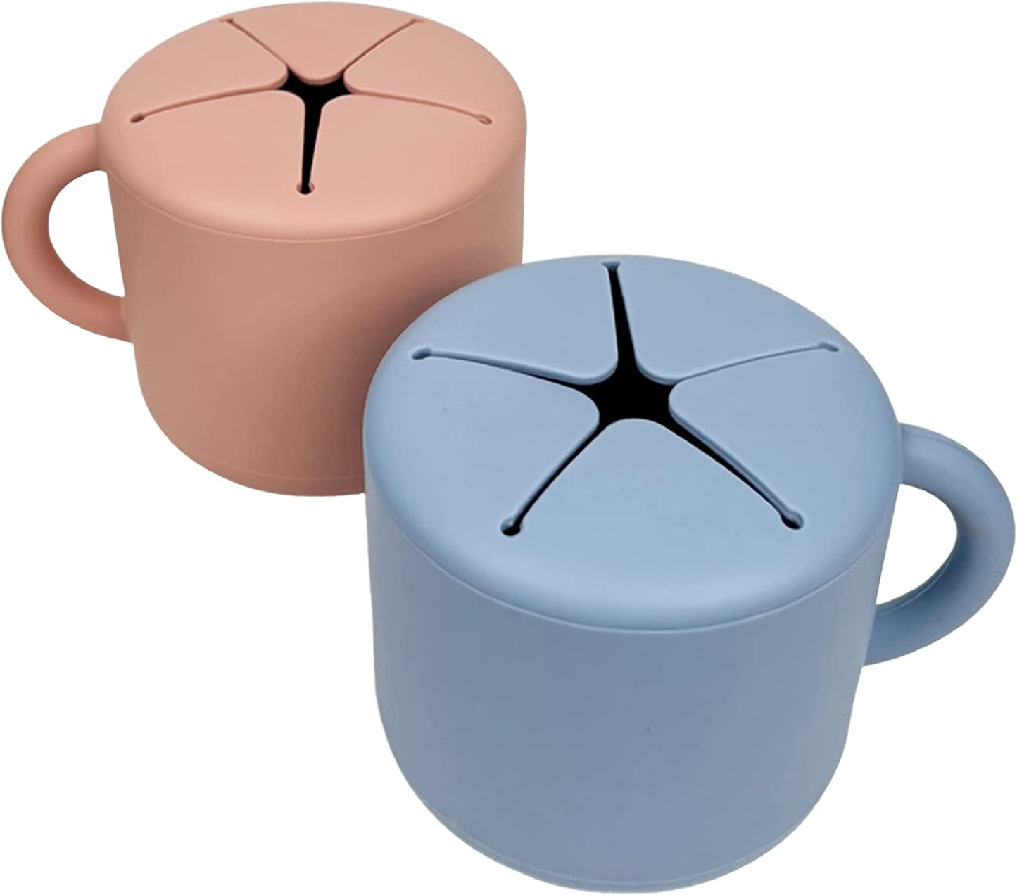 BraveJusticeKidsCo. | SiliSnacker™ Snack Cup 2 Pack | Silicone Snack Container | Toddler and Baby Snack Catcher