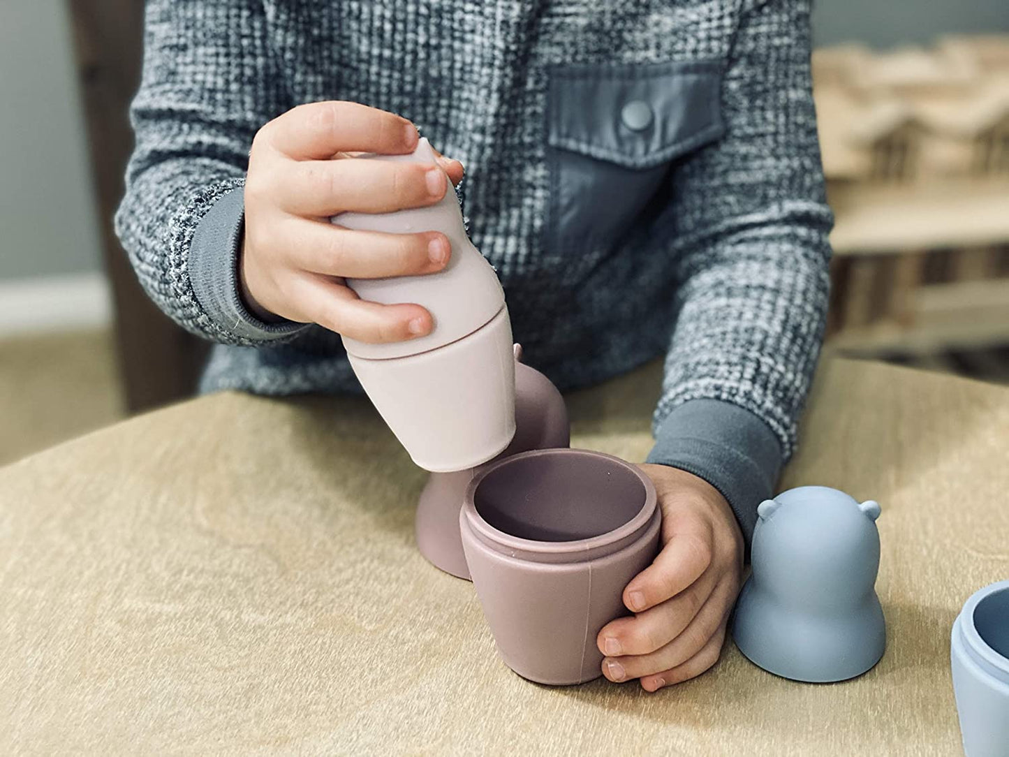 BraveJusticeKidsCo. Hide N Seek Toddler (3+) Silicone Stacking Nesting Dolls Toy: Kozy Kittens